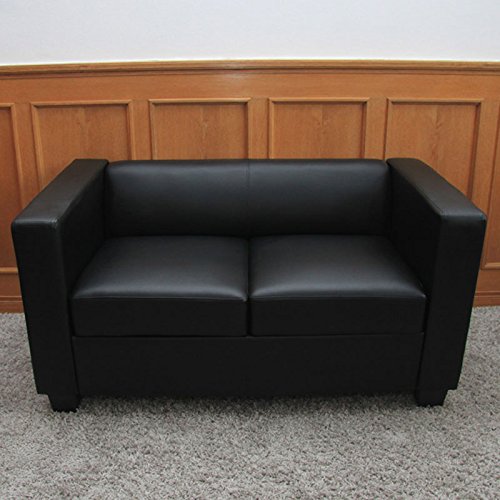 Mendler 2er Sofa Couch Loungesofa Lille - Kunstleder, schwarz – Bild 3