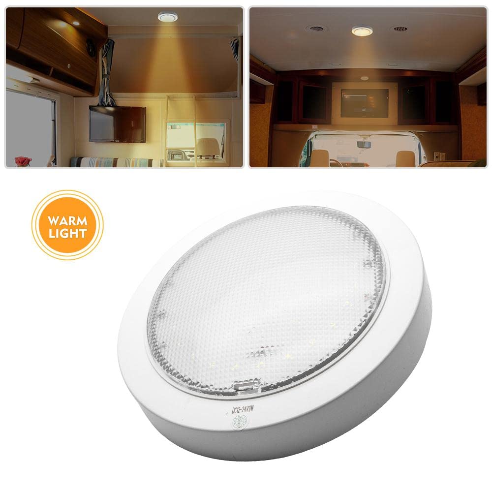 Baceyong Oświetlenie wewnętrzne LED Reflektor sufitowy RV z włącznikiem/wyłącznikiem / 12 V Puck Lights do kamperów, świateł przyczep, świateł kempingowych i świateł łodzi ciepła biel