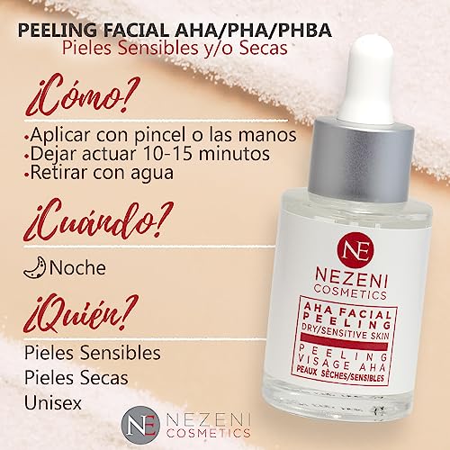 Peeling Químico Facial AHA, PHA y PBHA | Pieles Secas y/o Sensibles | 6 Ácidos Naturales DIFERENTES | Exfolia y Alisa, Reduce Imperfecciones | Nezeni Cosmetics - BAJO CONSERVANTES - imagen 6