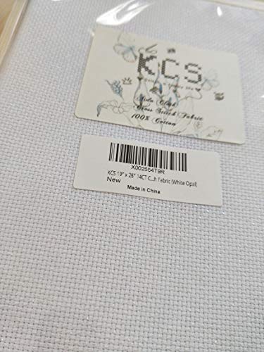 Image of 19 inch x 28 inch 14CT Counted Cotton Aida Cloth Cross Stitch Fabric (White Opal)