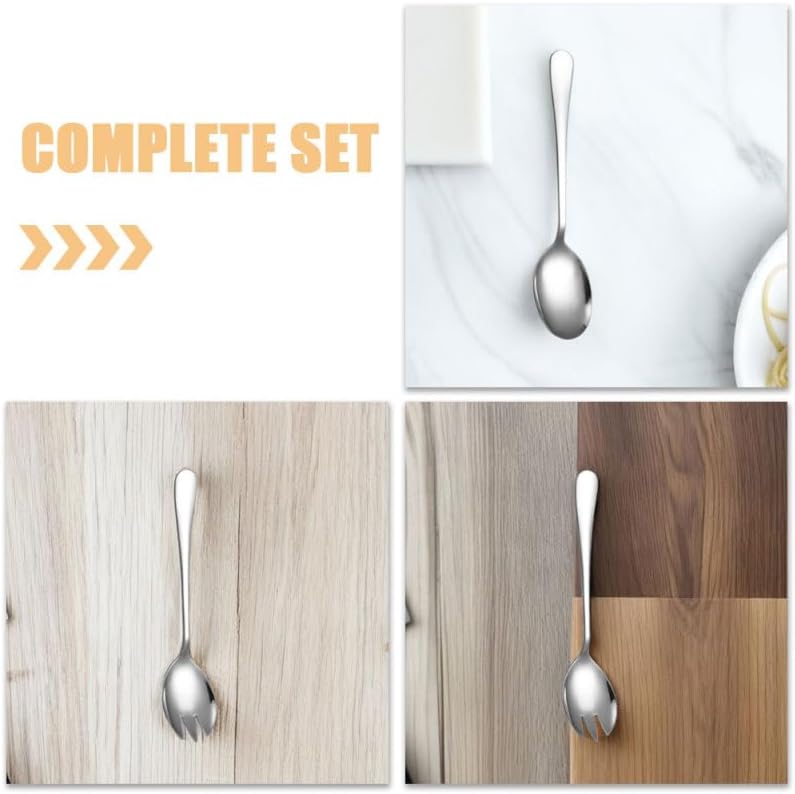 Unomor 4pcs Salad Spoon Fork: Stainless Steel Salad Serving Set Long Handle Server Set For Camping Mixing Tossing Cooking Silver