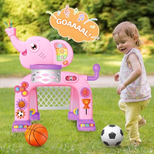 SpringFlower Toddler Basketball Hoop & Soccer Goal Activity Center Toys with Light & Music,Elephant Toddlers Musical Toys Gift, Baby & Toddlers Christmas Birthday Gift for 1 2 3 Year Old Girls & Boys by SpringFlower - Image 6