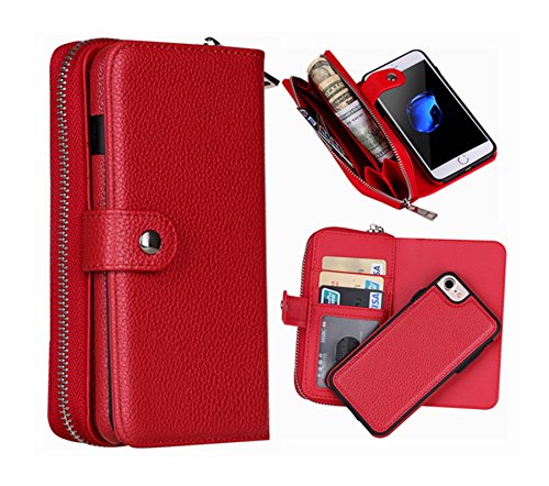 iPhone 6/6S Wallet Case, Hynice iPhone 6/6S Wallet Purse Case Leather Zipper Case with Credit Card Slots and Magnetic Detachable Slim Cover for iPhone 6/6S 4.7
