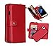 iPhone 6 Plus Wallet Case, Hynice iPhone 6 Plus Wallet Purse Case Leather Zipper Case with credit card slots and Magnetic Detachable Slim Cover for iPhone 6 Plus 5.5" (Litchi-red)