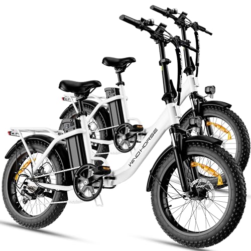 Image of WINDHORSE 20 inch Foldable Electric Bike, 983W Peak Motor, 20MPH, 40-70 Miles, 48V 748.8Wh Removable UL Battery, Front Suspension, Fat Tire E-Bike for Commuting, Beach, All -Terrain | Adults & Teens