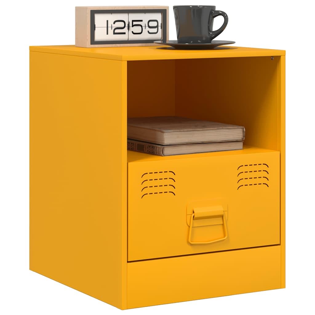 Table d'appoint en acier laminé à froid lot de 2 tables de chevet jaune de chambre
