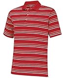 adidas Golf Men's Puremotion Textured Stripe Polo, Power Red/White, Small