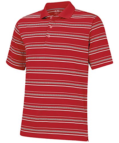 adidas Golf Men's Puremotion Textured Stripe Polo, Power Red/White, Small