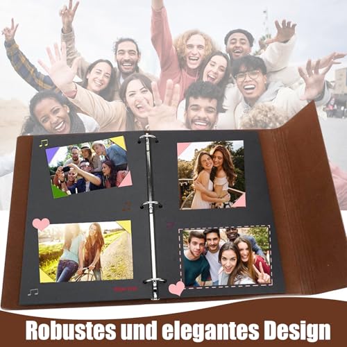 Fotoalbum Lederalbum Selbstgestalten - 21,5x17cm Scrapbook Album, 60 Seiten Scrapbook für 240 Bilder Foto Buch Vintage, Hochzeit Fotobuch, Vintage Fotobuch, Geschenk für Freund (2)