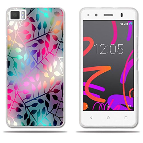 fubaoda Funda BQ Aquaris M4.5 Hermoso Dibujo de Vidriera con Diseños Vegetales,Resistente a los Arañazos en su Parte Trasera,Carcasa Protectora Anti-Golpes para BQ Aquaris M4.5(4.5')