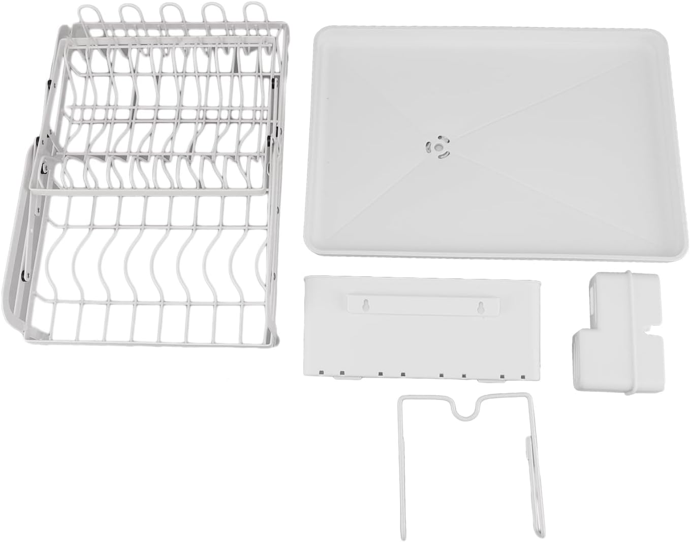 PUSOKEI Dish Rack, Foldable, Spacesaving Dish Rack, Multifunctional for The Kitchen (White)