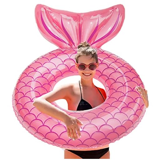 Fishtail Pink Flotadores Inflable de Piscina, Flotador Piscina Hinchables para Piscina para Adultos, Juguetes Flotantes con Forma de Cola de Sirena, Flotador Fiesta en la Piscina Juguetes de Playa