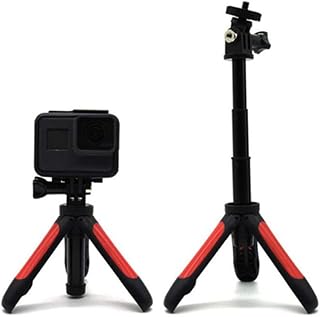 Linghuang Extension Tripod Selfie Stick Mini Stand for DJI OSMO Action/DJI OSMO Pocket/GoPro Hero 7 6 5 4/ Insta360 /Xiaomi Yi 4K+EKEN SJCAM Action Camera (Black+Red)