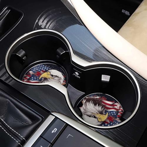 Portavasos para auto con diseño de águila y bandera US, 2 unidades miniatura 7