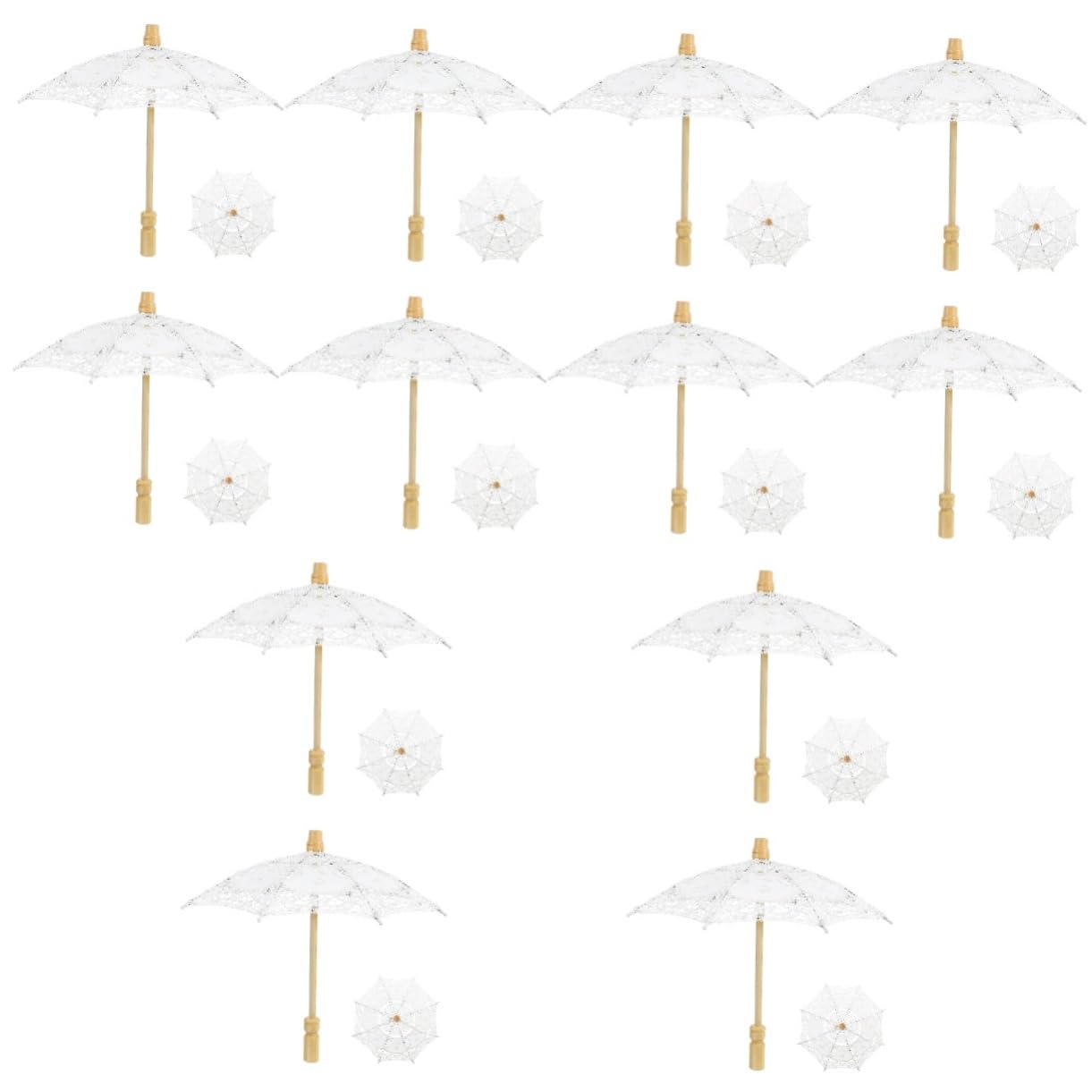 PACKOVE 12pièces Parasol Dentelle Brodée pour Mariage Accessoire Élégant pour Photographie De Mariée Parasol Rayon