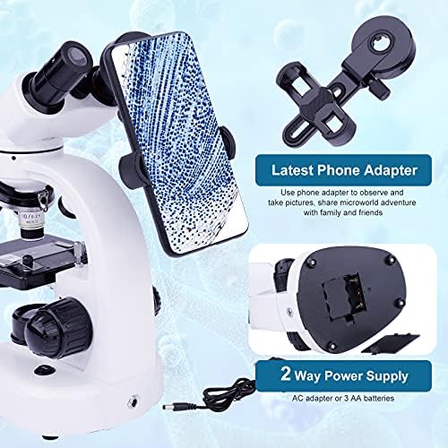 40X-1000X Binocular Microscope for Adults with Microscope Slides Phone Holder and Specimen Preparation Kits, Compound Binocular Microscopes for Home Educational/Hobby Use 5 51E2ElKGhaL. AC