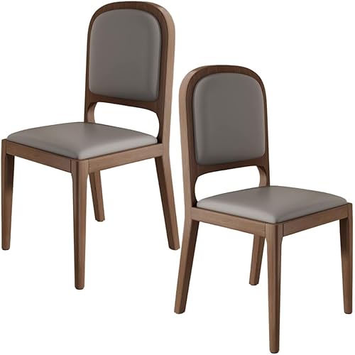 Miniatura 14 de YVYKFZD Sillas de comedor de madera maciza, juego de sillas de cocina sin brazos, silla de comedor tapizada de cuero, silla de sala de estar Caqui