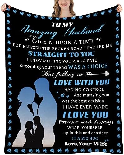 TUCVHOX Christmas Birthday Gift for Husband, Gifts for Husband from Wife Blanket, Anniversary Birthday Gifts for Him Husband, Husband Gifts from Wife, to My Husband Blanket from Wife, 60"x50"