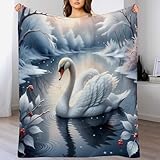 HHXXXHH Schwan Decke Flannel Sofadecke Strandtuch Teppich Picknickdecke Weich Umhang Für Schlafzimmer, Alle Jahreszeiten 100×130cm
