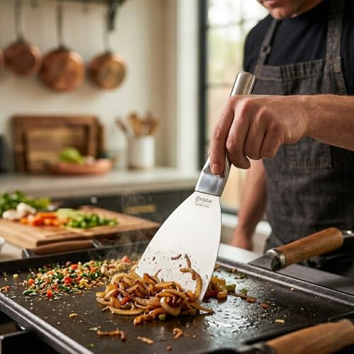Image of KMW Stainless Steel Scraper Chopper with Sturdy Pipe Handle I Pastry Scraper Cutter Kitchen Cuisine I 4 inch Blade - Premium Stainless Steel for Efficient Kitchen Performance