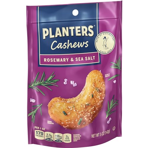 Image of PLANTERS Cashews Rosemary & Sea Salt, Party Snacks, 5 Oz Bag (Pack of 2)
