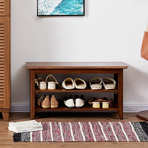Ogcau Shoe Rack Bench,3 Tier Wooden Storage Bench, Shoe Organizer Or Entryway Bench, Good Load Bearing, Ideal For Entryway Hallway Living Room And Corridor Dark Brown 31.5" #TOP6