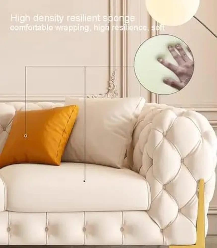 Ozone Furniture Modern Classic 4 Seater Velvet Button Tufted 3+1+1Footrest Chesterfield Sofa for Living Room and Office (Pillows Not Included) Ozone Furniture Modern Classic 4 Seater Velvet Button Tufted 3+1+1Footrest Chesterfield Sofa for Living Room and Office (Pillows Not Included)