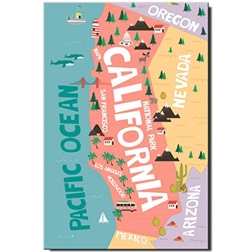 Imán de nevera mapa California rectangular plástico miniatura 1