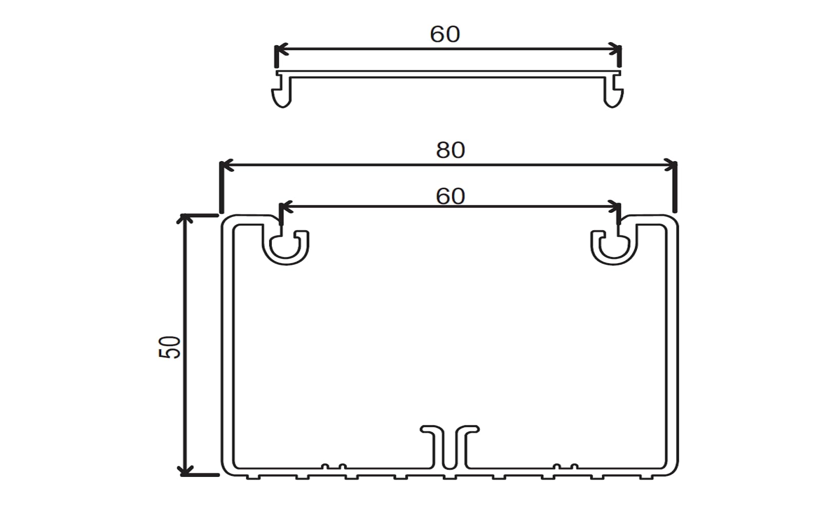 KOMIB Brüstungskanal/Kabelkanal/Elektro Schacht Brüstungskanal (2 x 2M = 4m - 80 x 50 mm, Reinweiß (RAL 9010))