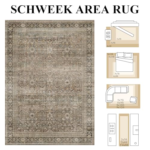 Tapete decorativo rectangular 8x10 Schweek marrón lavado miniatura 2