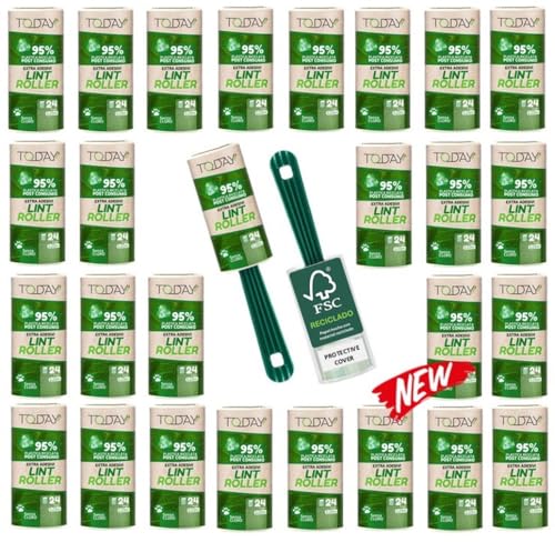 Today Eco – Rodillo Quitapelusas 28 Rollos, 2 Mangos y Funda
