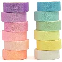 YUBX 12 Rollos Brillar Washi Tape Set Papel de aluminio espumoso