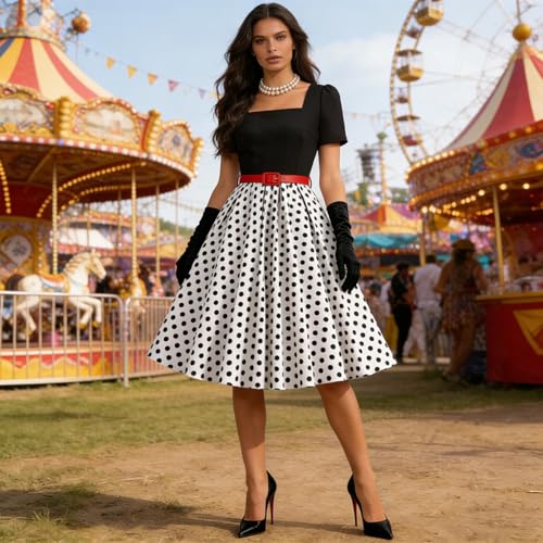 Vestido floral lazo retro de tejido suave y corte cómodo femenino 2