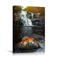 Canvas Wall Art Lake Waterfall Landscape Multicolor Photography Relax/Calm Traditional Waterfall - 12x18 inches