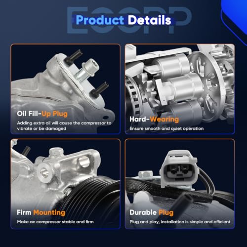Image of ECCPP AC Compressor with Clutch Fit for Jeep Cherokee 2.4L 2014-2023 | Fit for Chrysler 200 2.4L 2015-2017 Fast Cooling AC Compressor