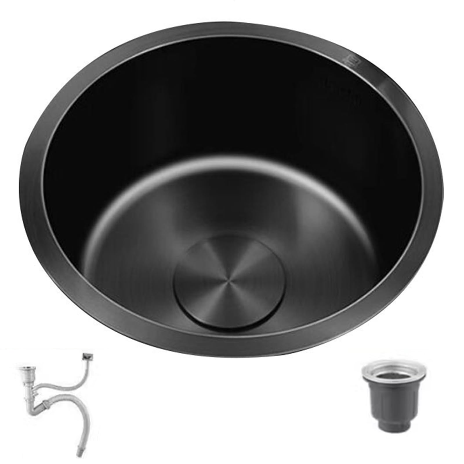 LMYSXAOZ Round Stainless Steel Siphon Sink Vegetable Washing Basin Small Size Single Bowl Kitchen Restaurant Bar Undercounter Mini Easy to Clean(32 * 32 20cm)