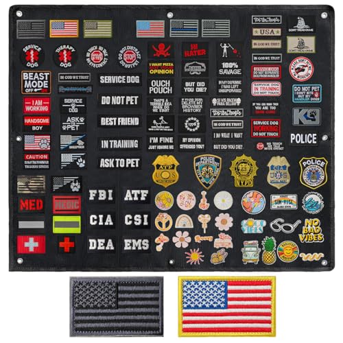 J.CARP Patch Board, Patch Wall Tactical Patch Display, Hook and Loop Military Patches Holder (Black 27.5