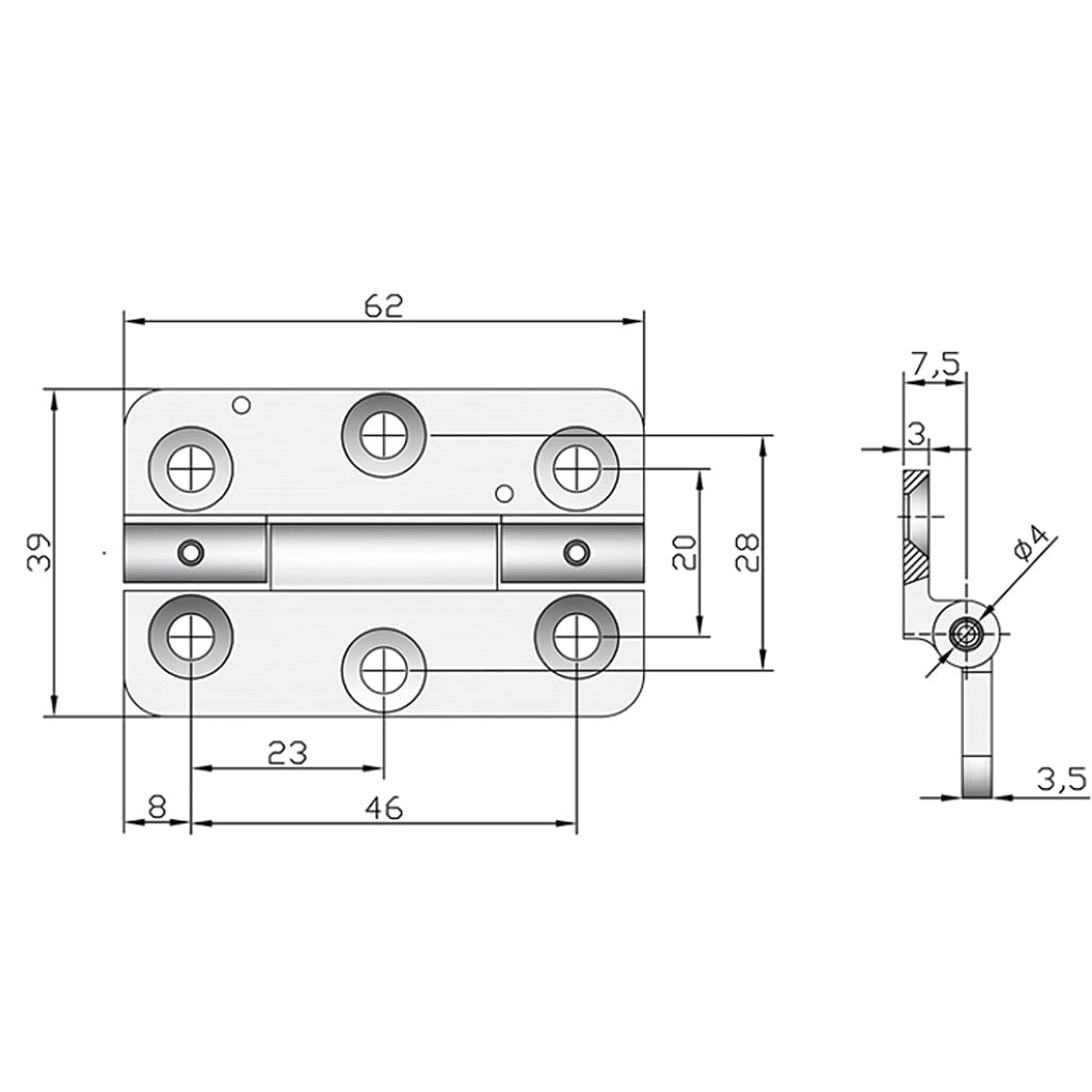 Cerniere for Porte for impieghi gravosi Macchinari e Attrezzature industriali Cerniere ispessite portanti, Cerniere in Fusione di trafilatura in Acciaio Inossidabile