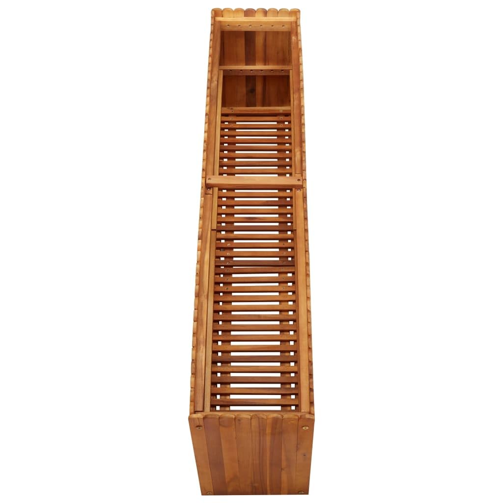 Jardinera de madera maciza de acacia barnizada, 150 x 30 x 50 cm, jardinera elevada para exteriores, para macizos de jardín, macizos de flores, resistente a la intemperie