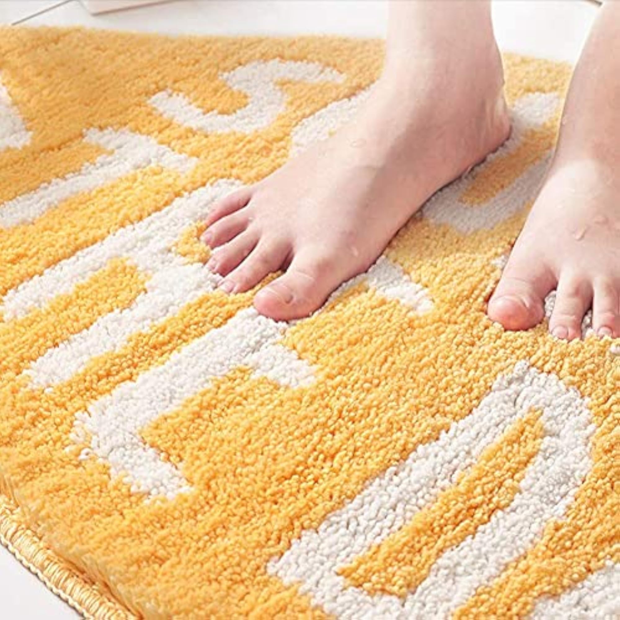 Soft Yellow Lemon Bath Rug for Kids, Non-Slip