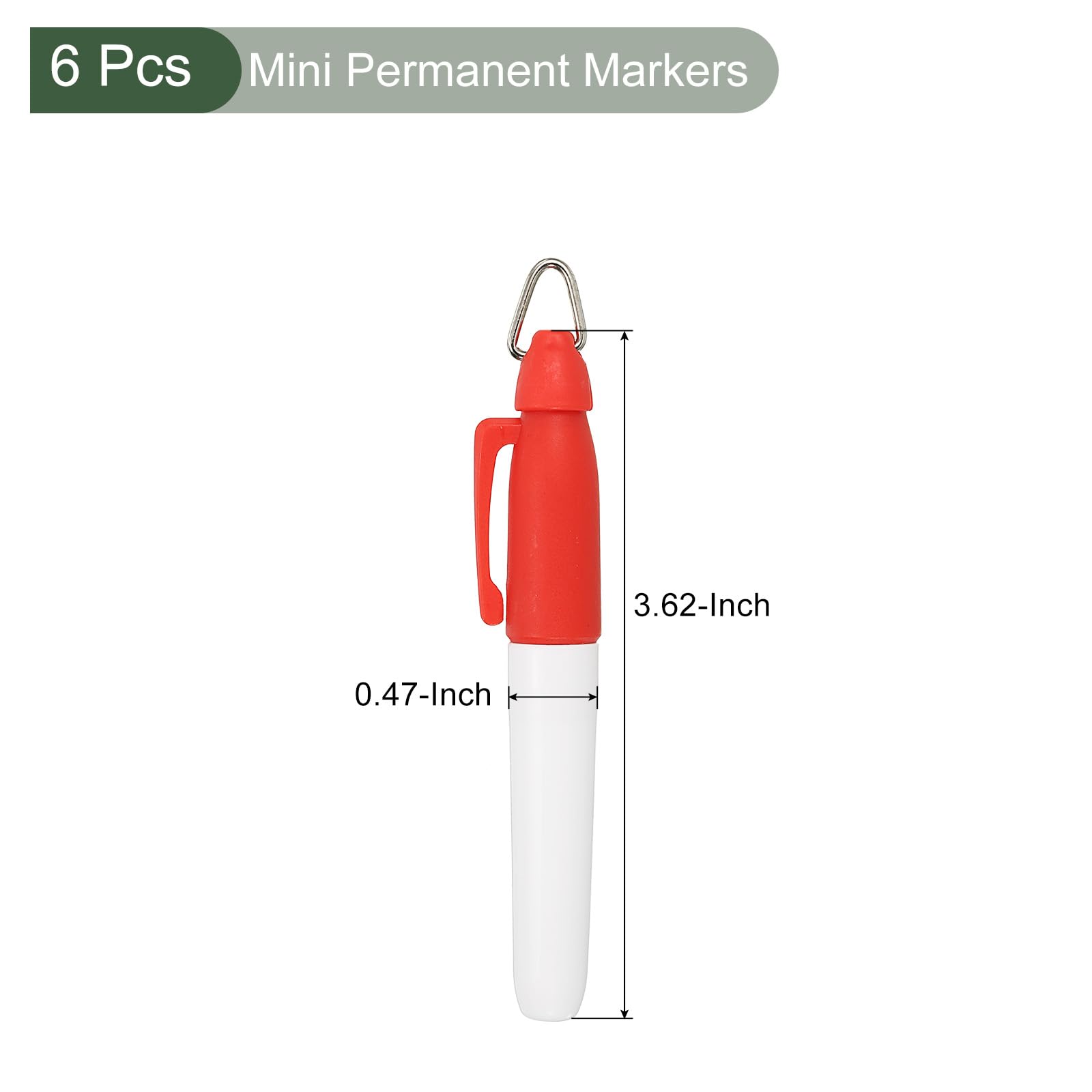 YOKIVE 6 Pcs Mini Permanent Markers, Office Golf Balls Markers Pens with Keychains Clips for Meeting Home Desktop Accessories (Red) - Image 2