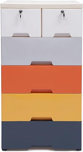 Miniatura 9 de Cómoda de plástico con 6 cajones, armario de almacenamiento con 6 cajones, cajones de armario de 20 pulgadas de ancho x 14 pulgadas de profundidad x