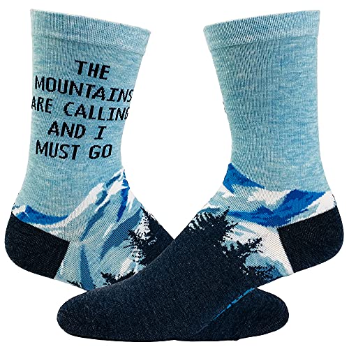Crazy Dog T-Shirts 020MOUNTAINSCALLINGSOCK-WMN Women'S The Mountains Are Calling And I Must Go Socks Funny Outdoor Camping Adventure Hiking Footwear cover
