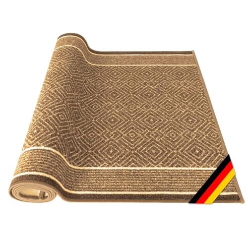 KARAT - KARAT - Tapis de Passage avec Motif - Tapis au Design Moderne à Losanges - Tapis du Couloir Salon Chambre - Tapis antidérapant pour Cuisine - Entretien Facile (Olymp, Beige) 80x150 cm