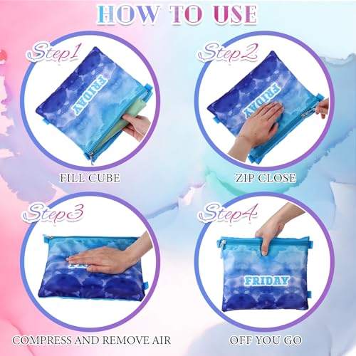 Paterr 14 Pcs Packing Cubes for Travel Kids Day of Week Compression Packing Bags Colorful Luggage Suitcase Organizers Bag for Travel(Gradient)3