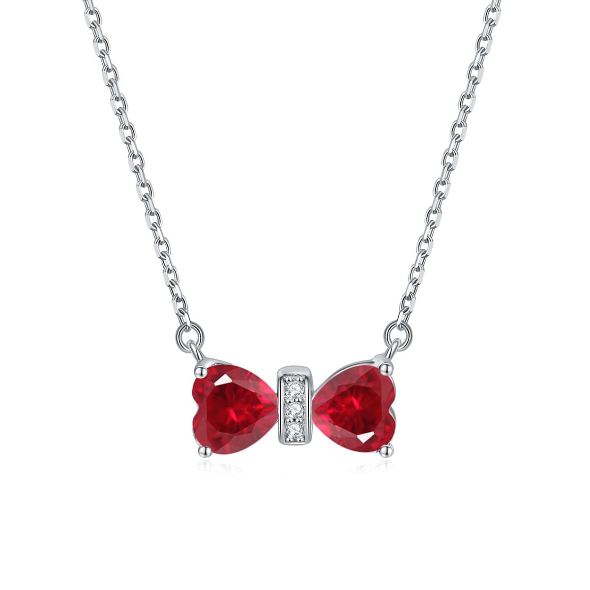 Damen-Halsketten, 925er-Sterlingsilber, Schleifen-Anhänger-Halsketten, Zirkonia, zwölf Sternbilder, Geburtsstein-Halsketten, Schmuck für Frauen und Mädchen