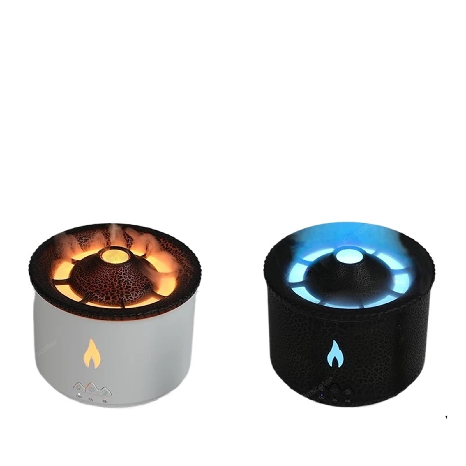 Nawilżacz, Dyfuzor zapachowy Volcano Flame z meduzą i pierścieniem dymnym, nawilżacz powietrza 360 ml, dyfuzor olejków eterycznych do aromaterapii dla Zakładu Domowego(White)