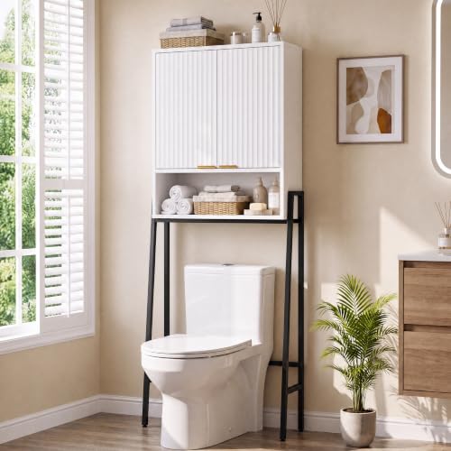 Over-The-Toilet-Storage-Cabinet25-W-Bathroom-Organizer-White Over The Toilet Storage Cabinet,25" W Bathroom Organizer, White - Image 1
