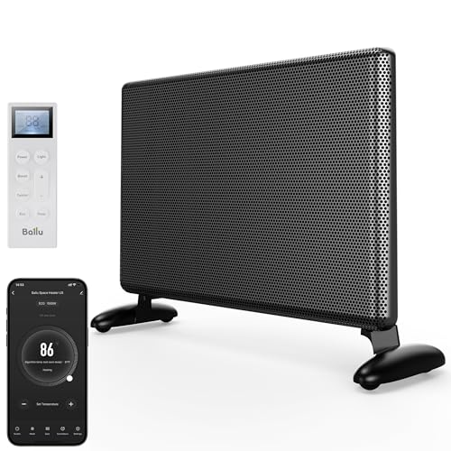 Ballu Mica Infrared Space Heater Indoor Use,Electric Panel Heater with LED Display Remote,Wifi App Control,Portable Stand Wall Mount,1500W Room Heater for Large Room Energy Efficient,Work with Alexa