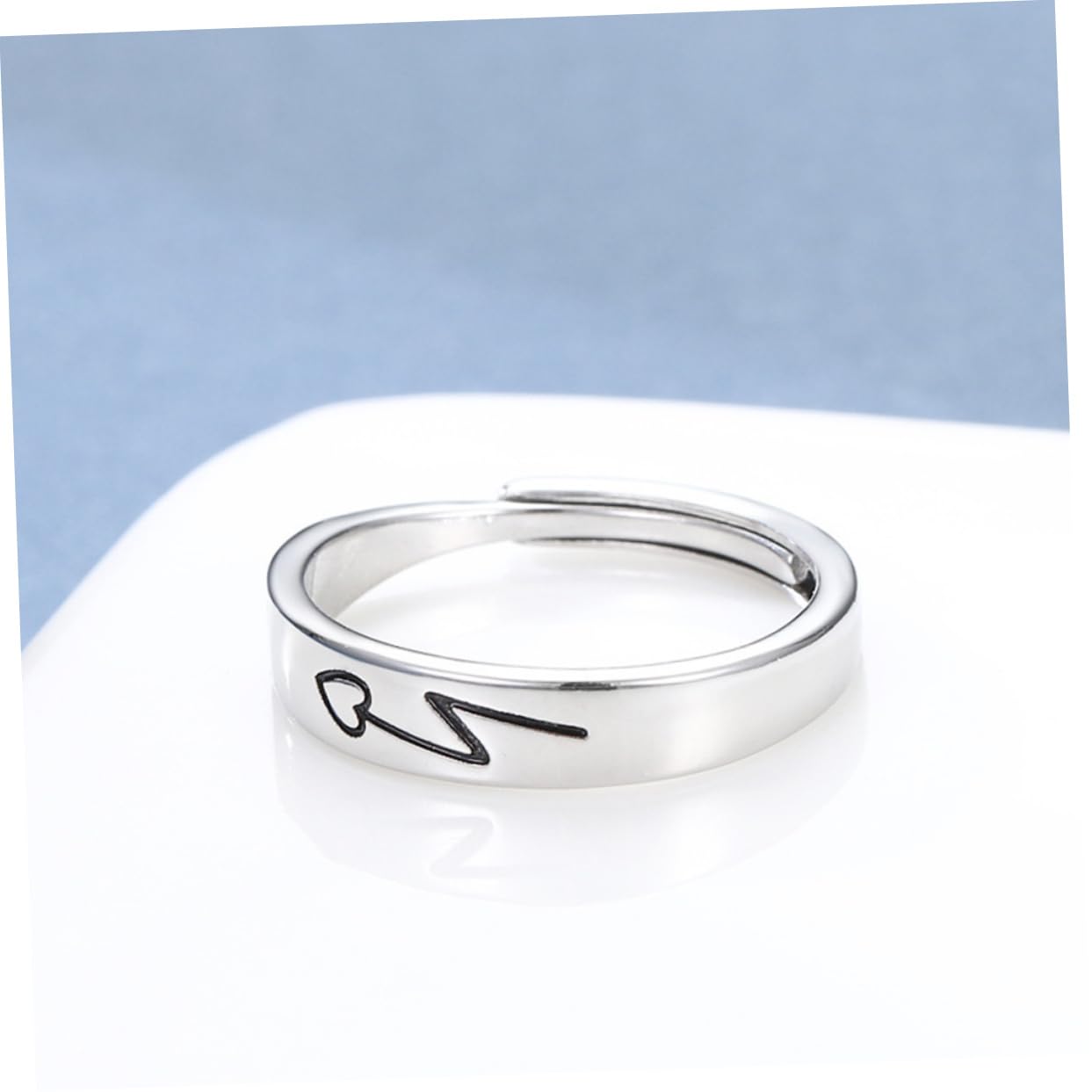 KESYOO 2pcs Adjustable Rings for Men and Women Heart Shaped Open Rings Trendy Lover Rings Valentine 20th for Him